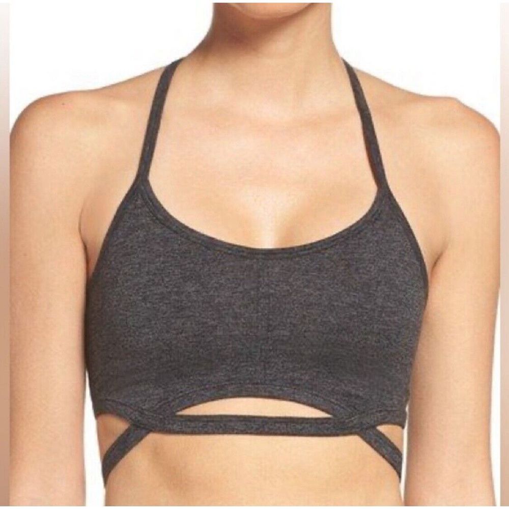 Free People Movement Infinity T-Back Sports Bra Top Women’s Size Medium Charcoal - Picture 1 of 6